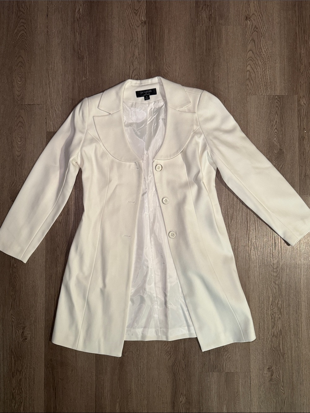 Larry Levine White Long Trench Coat